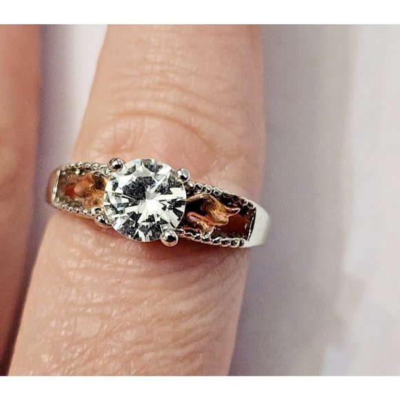 Jewelry - Cubic Zirconia CZ Gold Wings Silver Plated Ring Sz 9